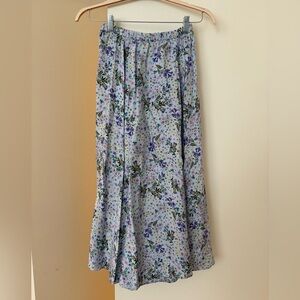 Floral Blue Skirt with slit
